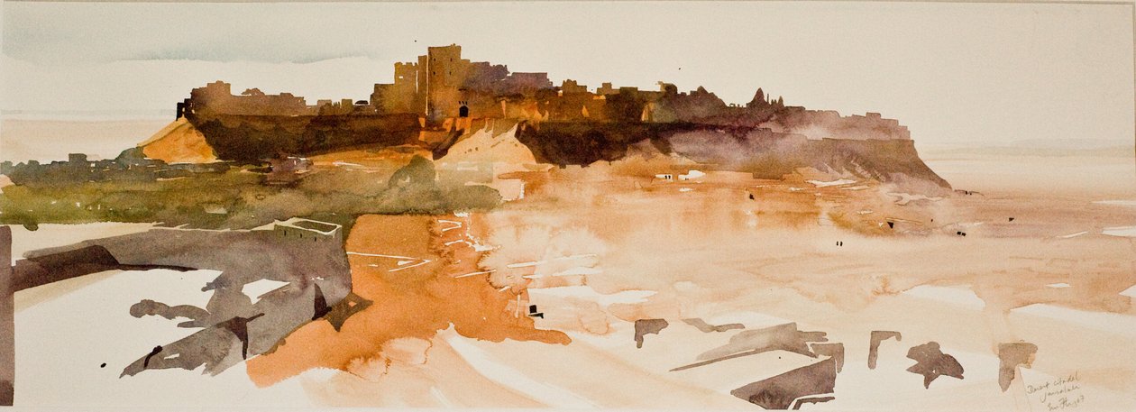 Desert Citadel, Jaiselmer (akvarel på papir) af Simon Fletcher