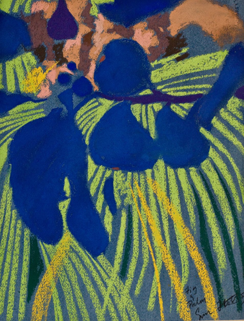 Figen og palme (pastel på papir) af Simon Fletcher