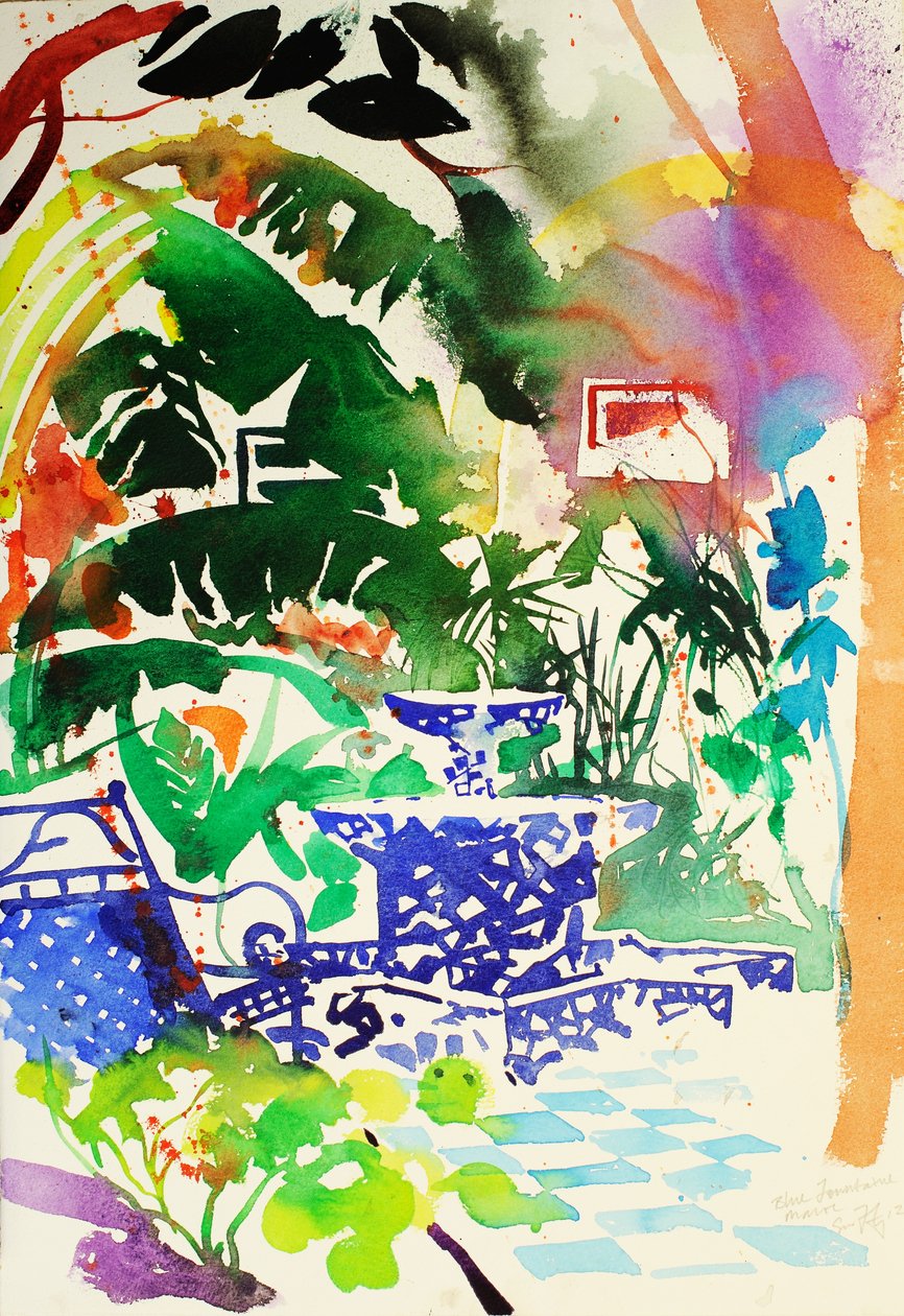 Fontaine, Marokko, 2013 (akvarel) af Simon Fletcher