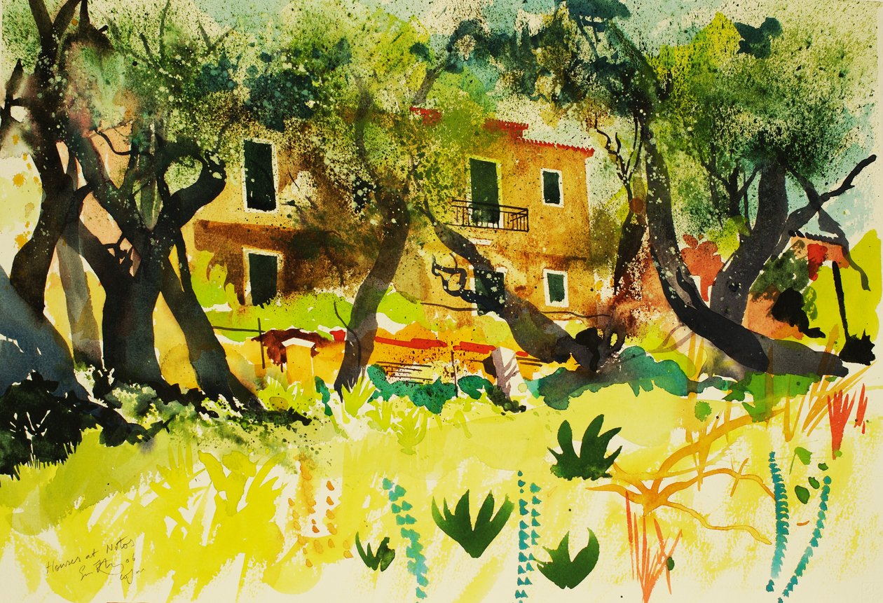 Houses at Notos, 2006 (akvarel) af Simon Fletcher
