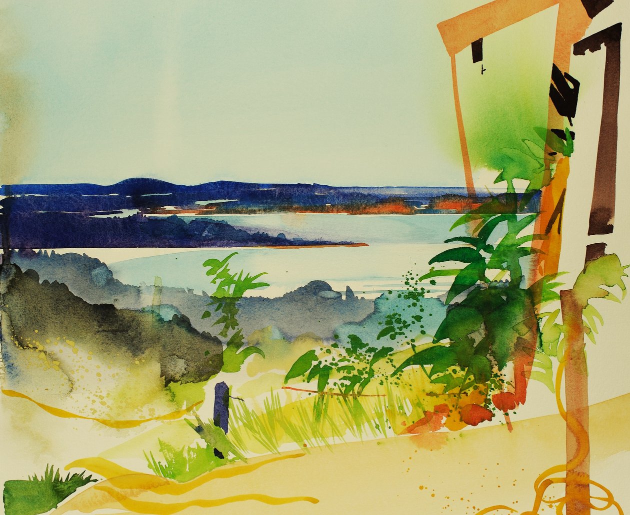 Hus ved søen, 2004 (akvarel) af Simon Fletcher