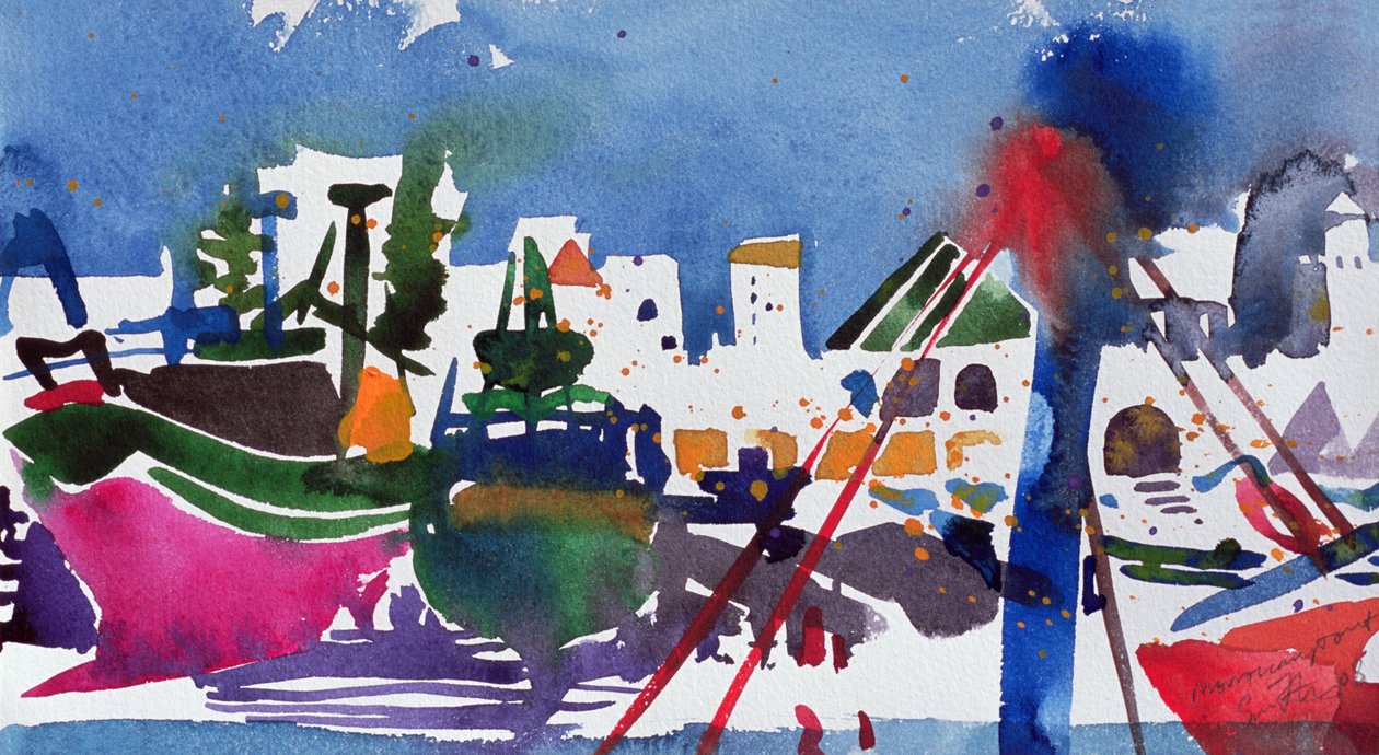 Moroccan Port (akvarel på papir) af Simon Fletcher