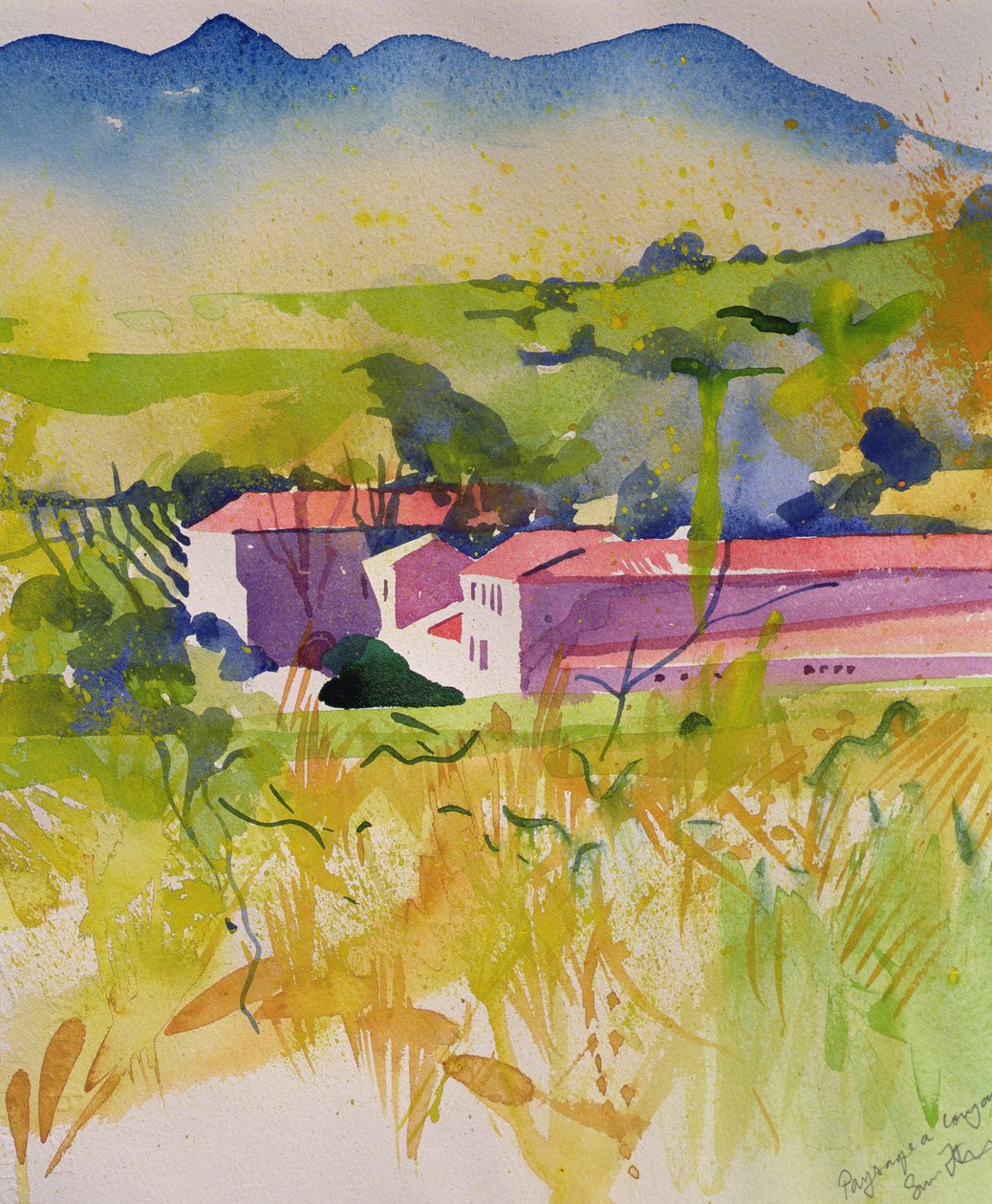 Paysage a Coujan, 2004 (akvarel) af Simon Fletcher