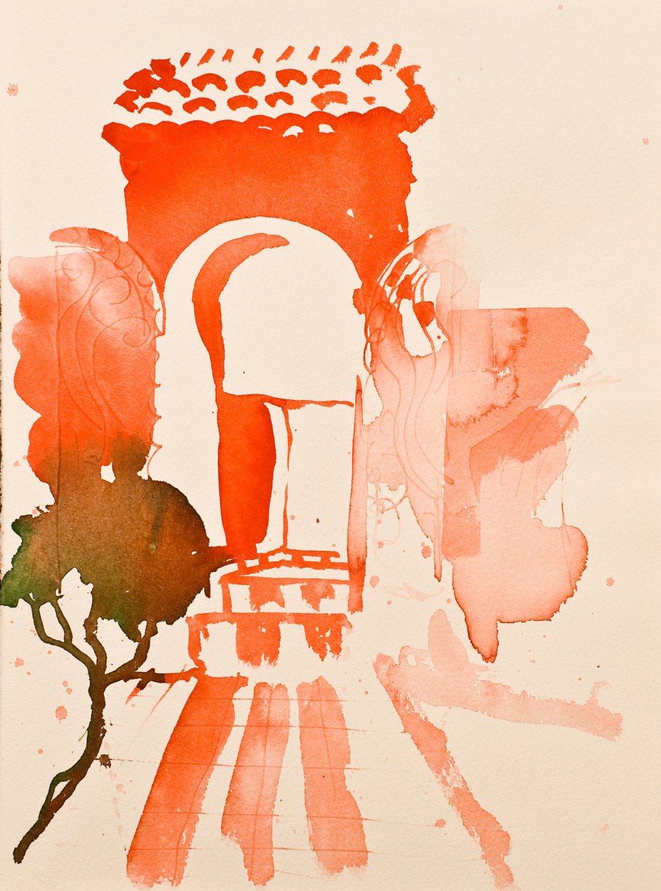 Rød port, 2016 (akvarel) af Simon Fletcher