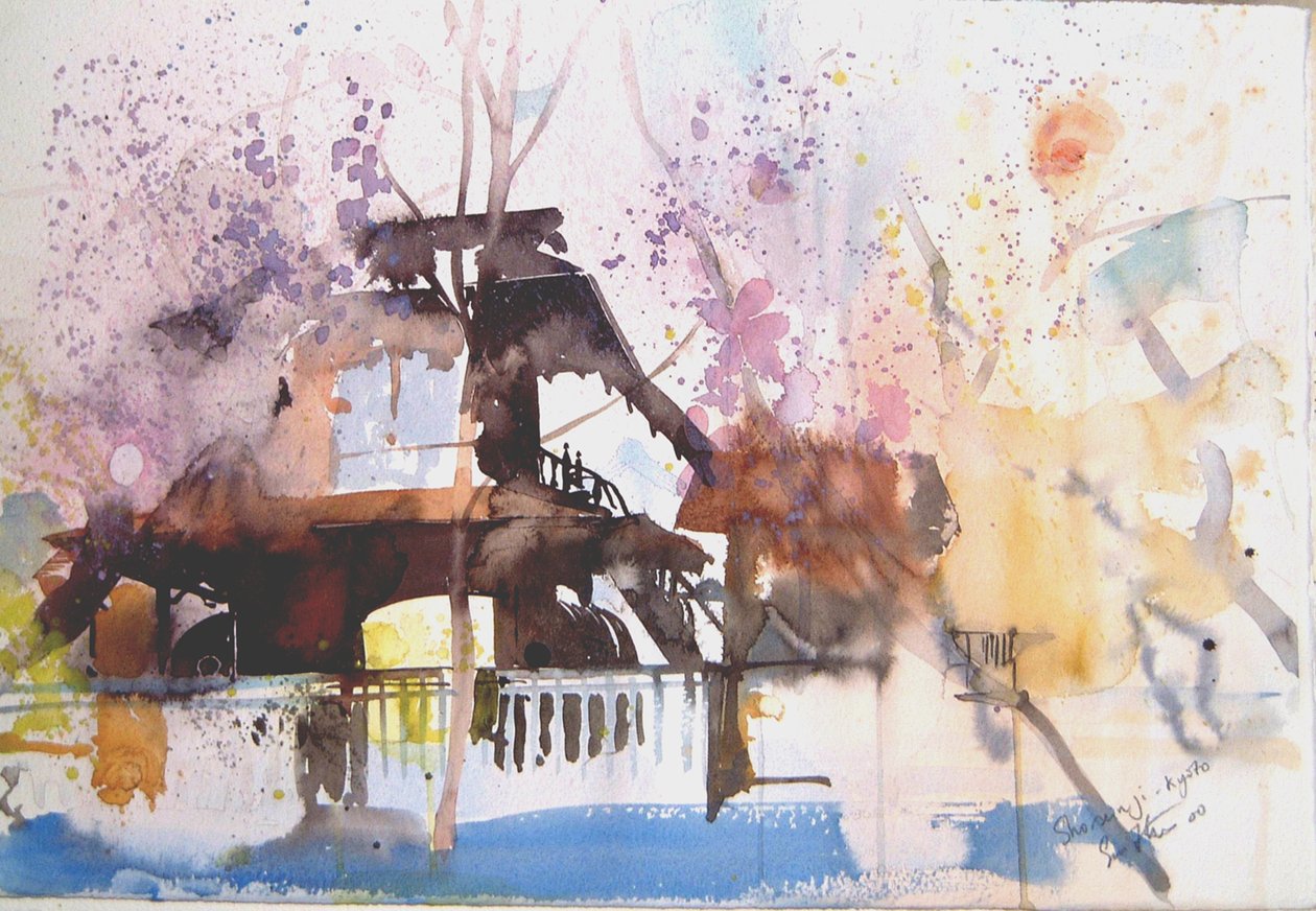 Sho Sein Ji Kyoto, 2000 (akvarel) af Simon Fletcher