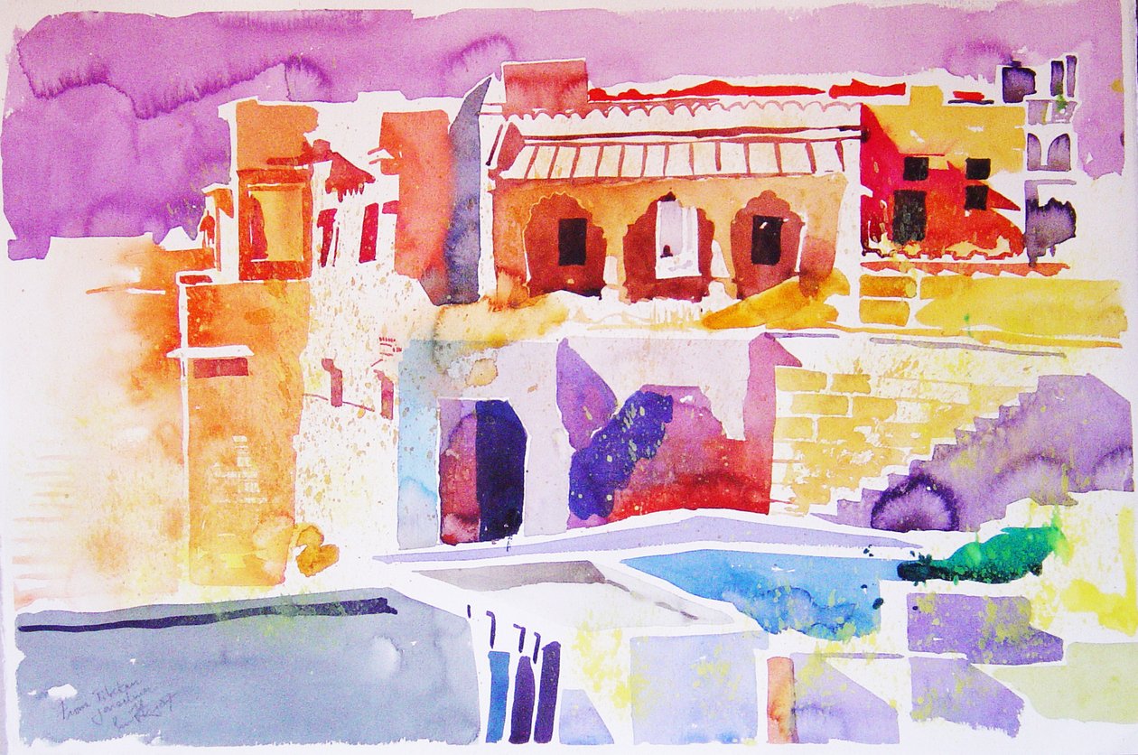 Tibetansk Jaisalmer (akvarel på papir) af Simon Fletcher
