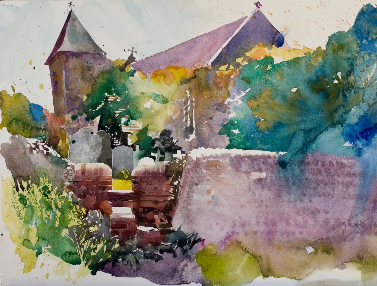 Wittering kirke, 2000 (akvarel) af Simon Fletcher