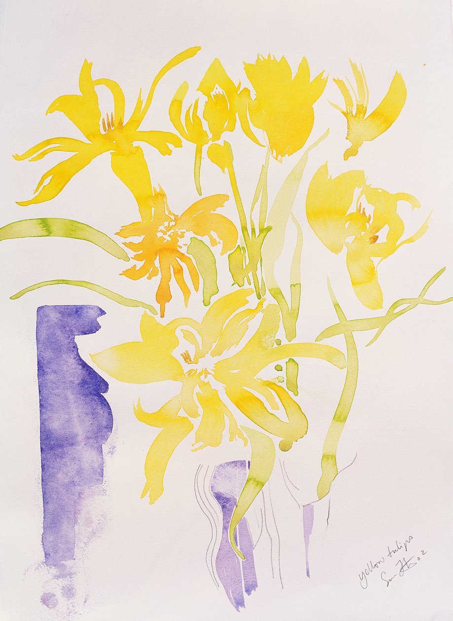 Gule tulipaner, 2000 (akvarel) af Simon Fletcher