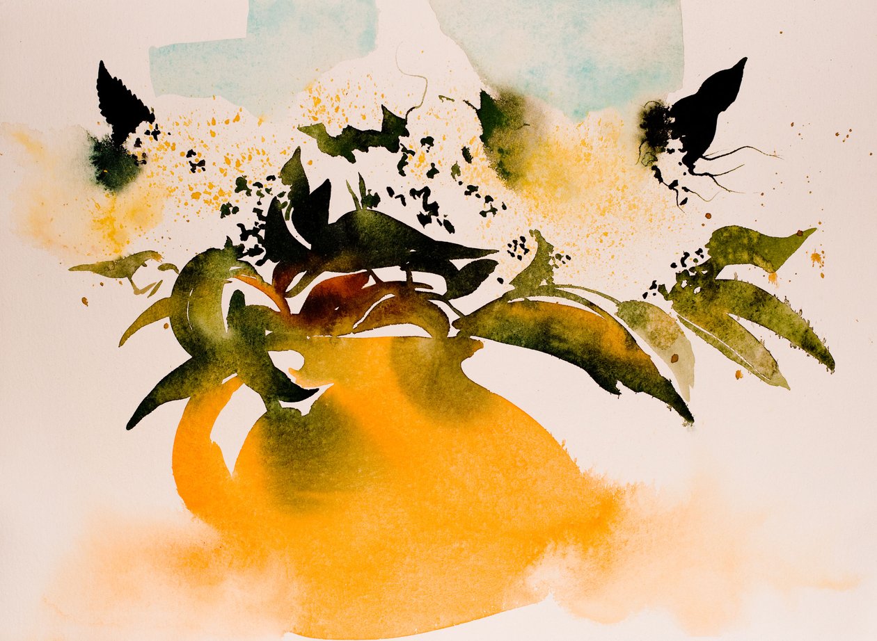 Gul kande, 2016 (akvarel) af Simon Fletcher