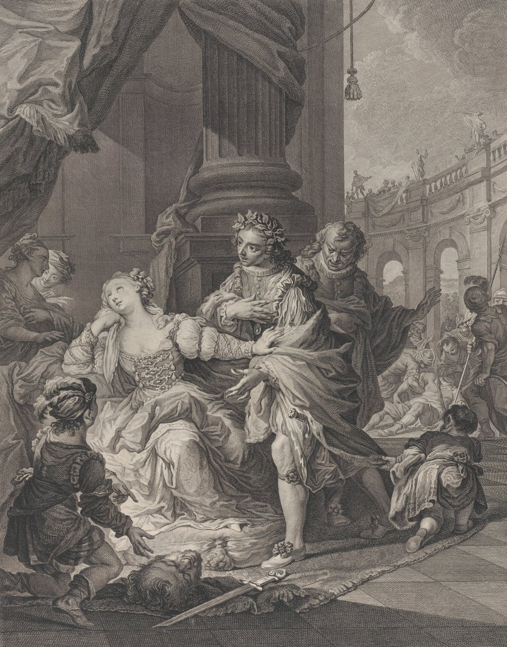 Gunhilda anklaget for utroskab, 1760. af Simon Francois Ravenet