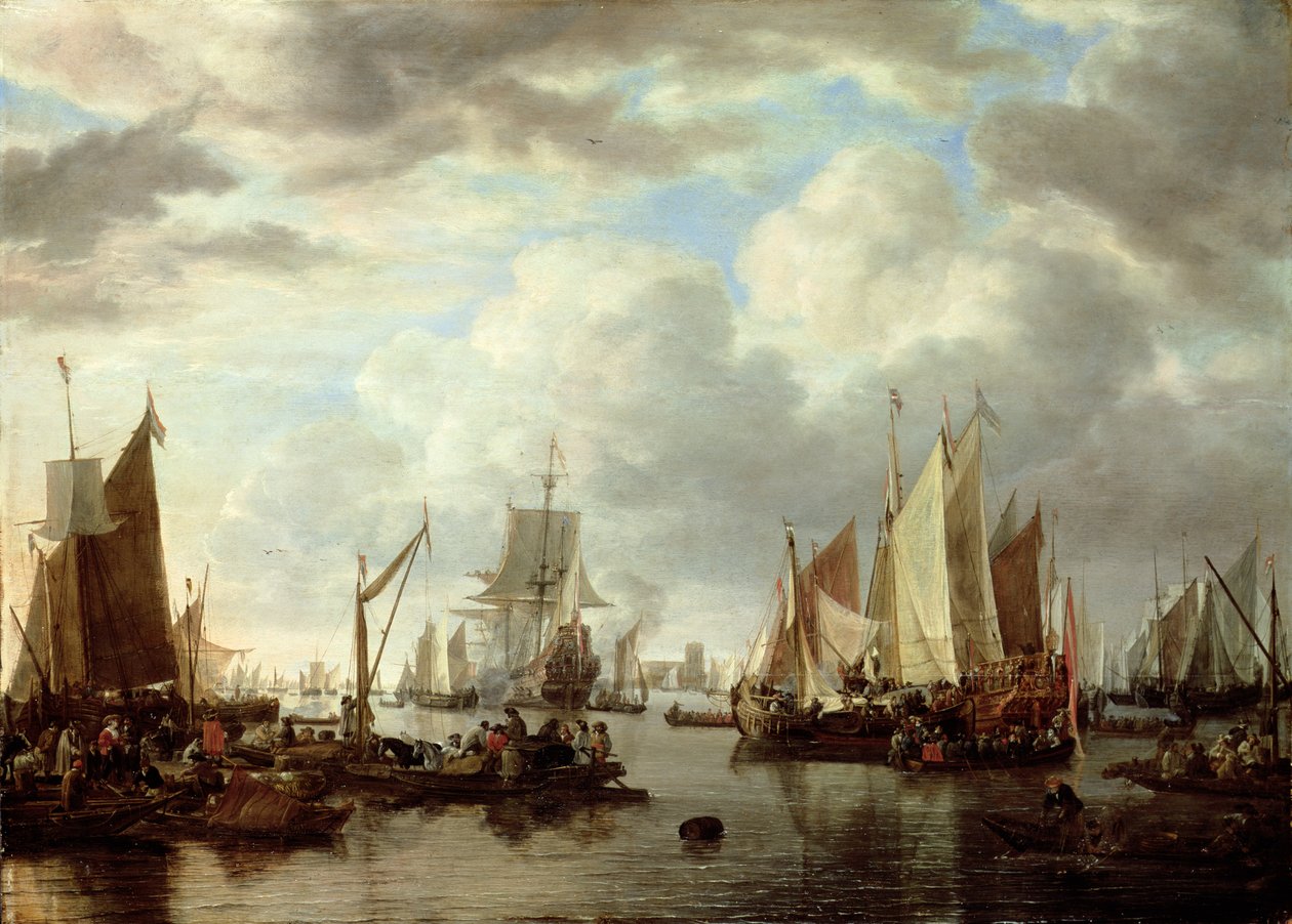 Forsendelse før Dordrecht, 1651 af Simon de Vlieger