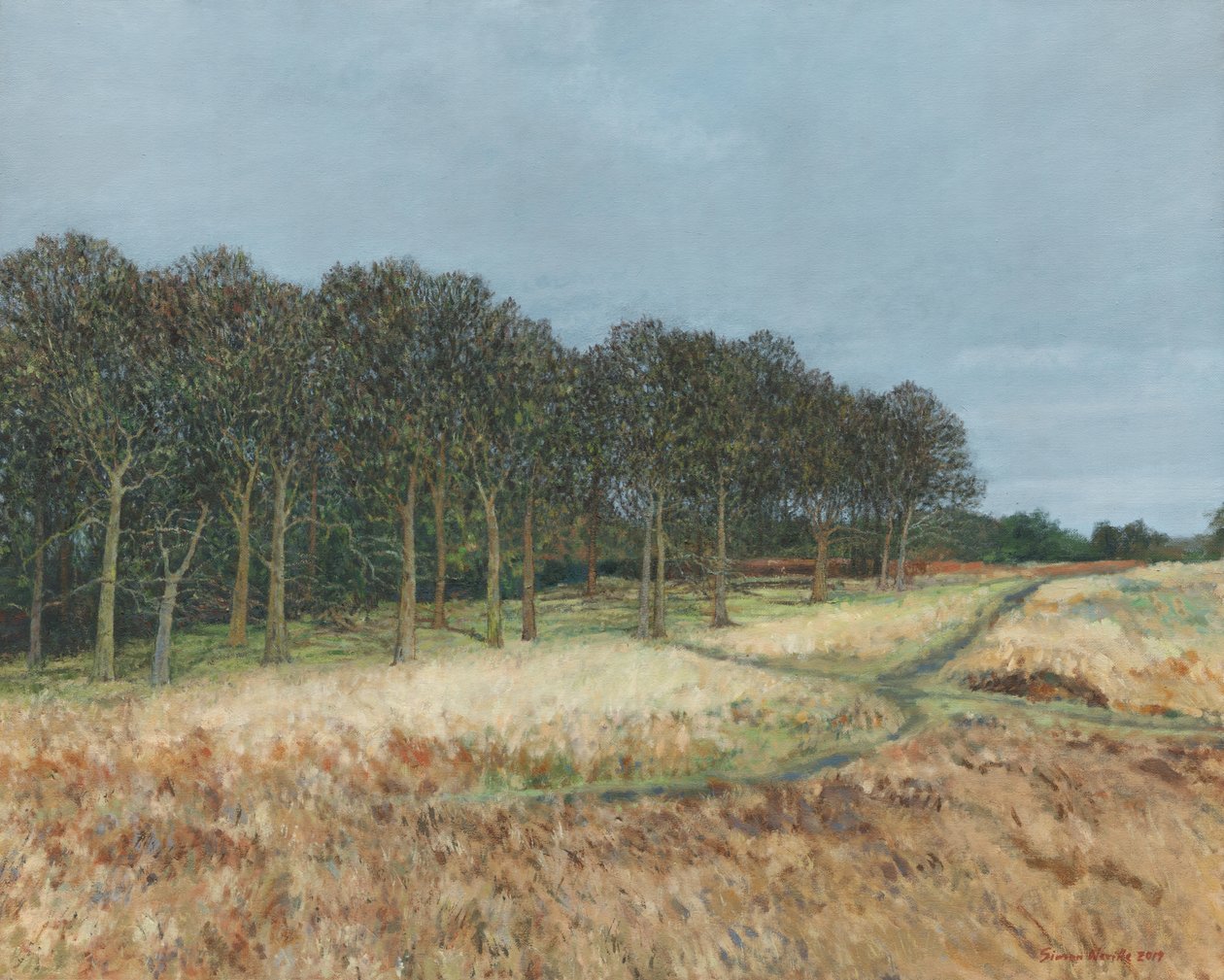 Woodland, Richmond Park, 2019 (olie på lærred) af Simon Neville