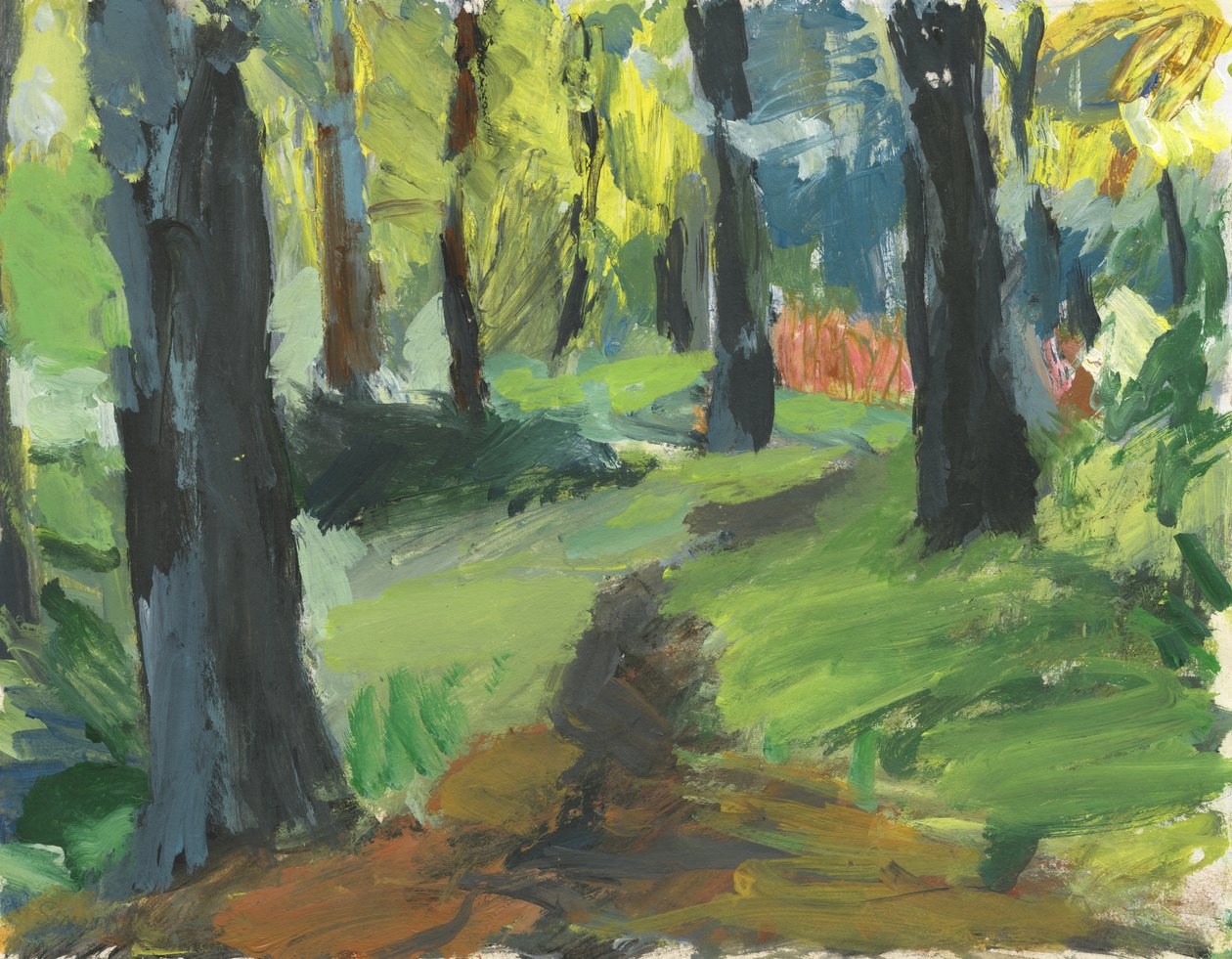 Woodland pathway, 2023 (akryl på papir) af Simon Neville