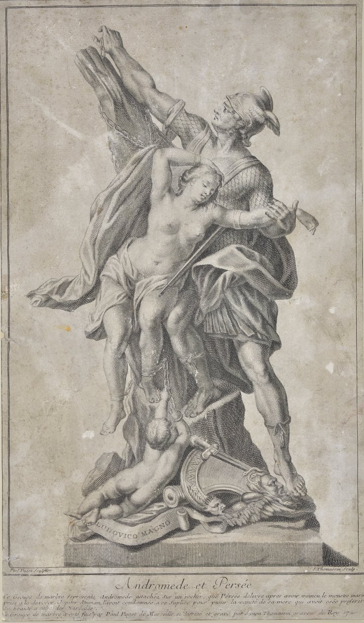 Perseus leverer Andromede (tegning) af Simon Thomassin