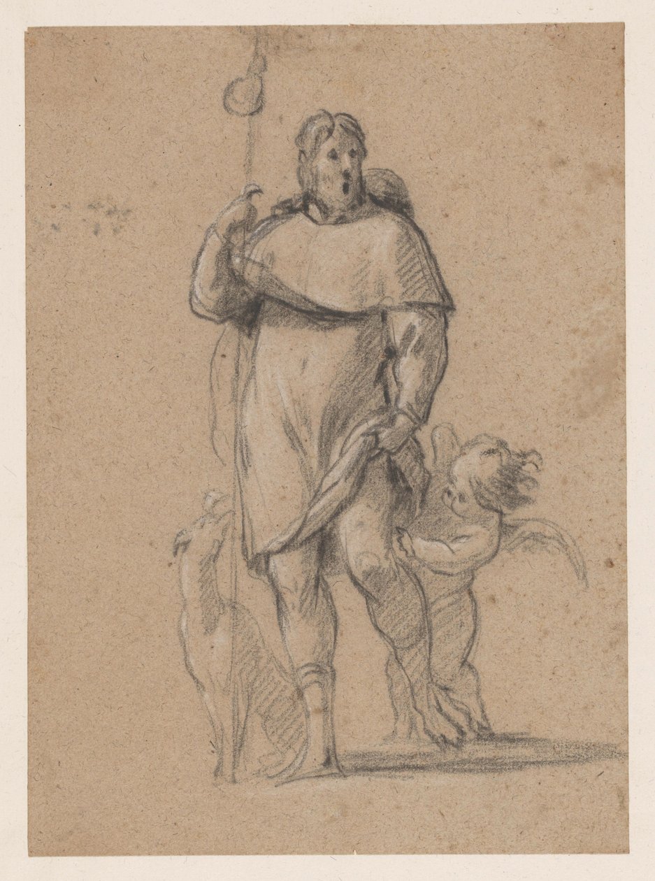 St. Rochus med hund og engel af Simon Vouet