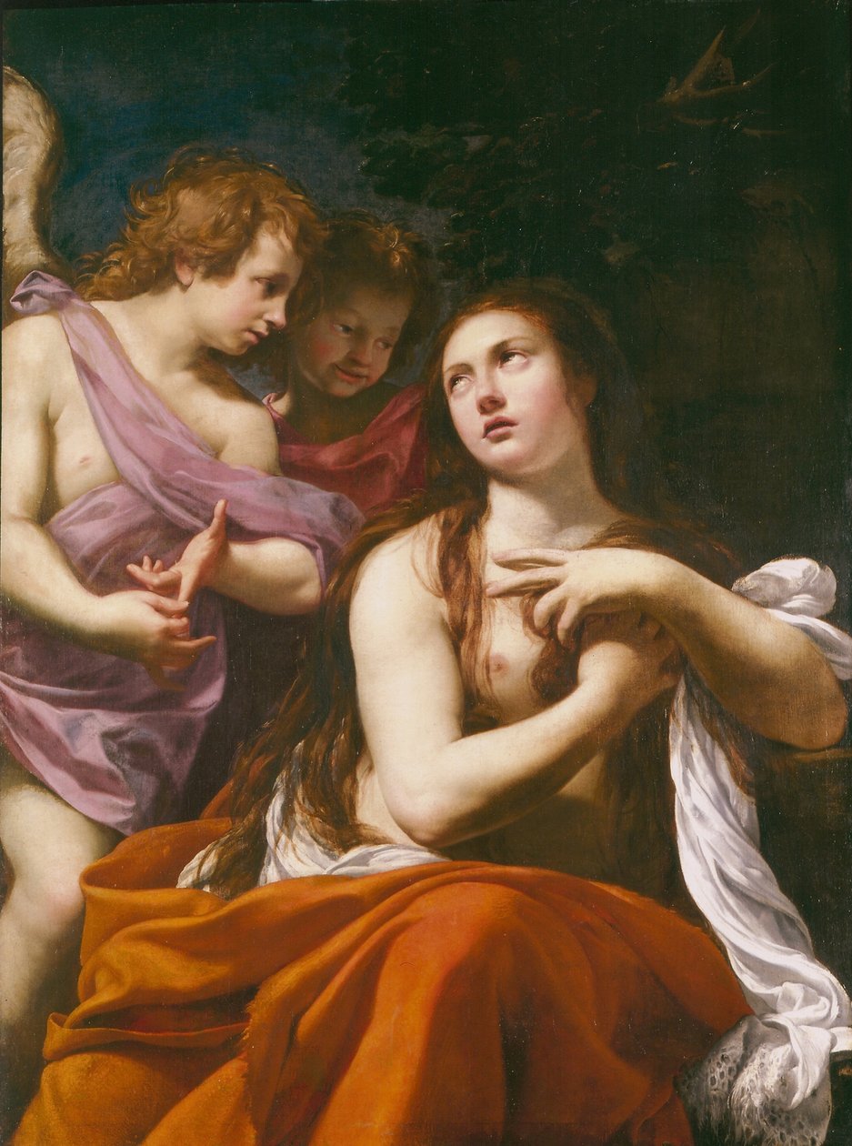 Maria Magdalena og to engle, 1621. af Simon Vouet