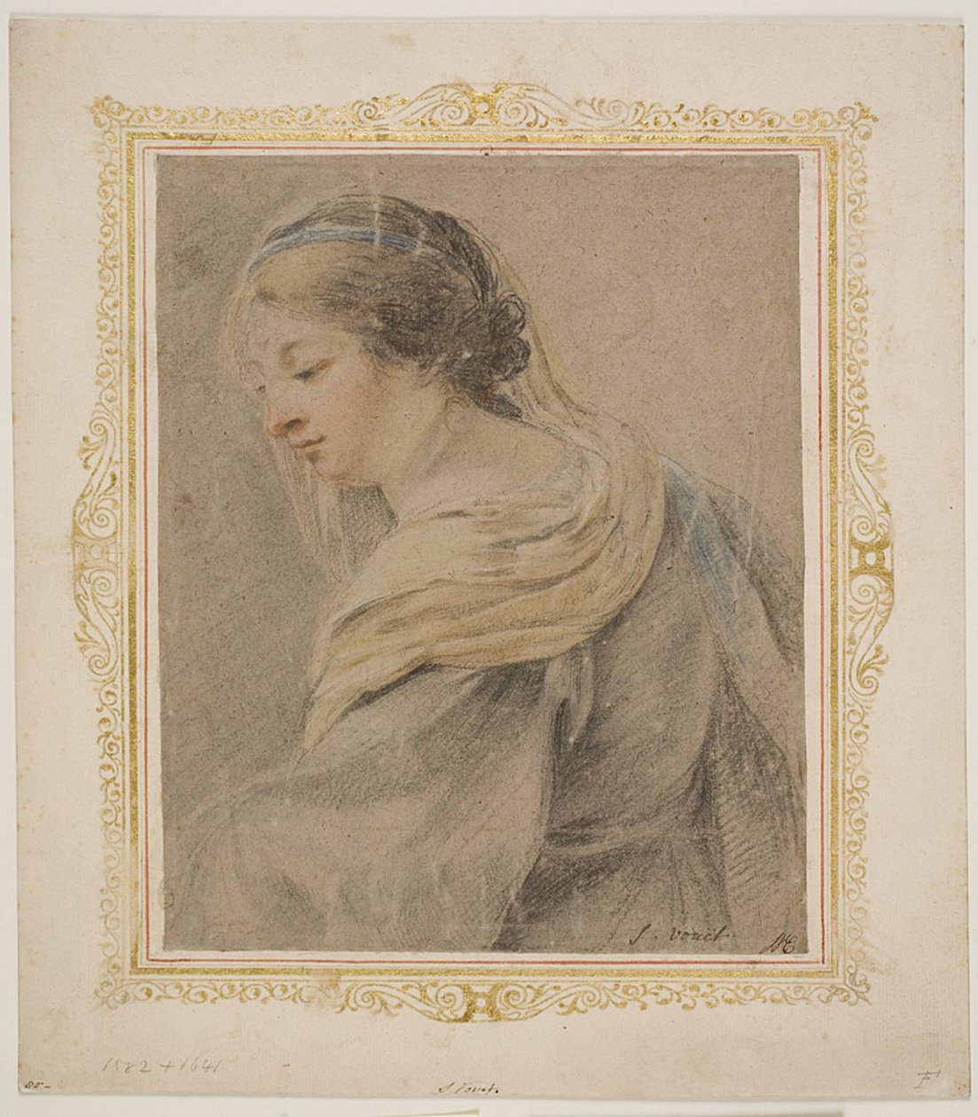 Studie af kvinde til "Madonna og barnet" af Simon Vouet