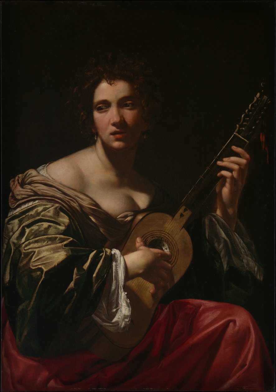 Kvinde, der spiller guitar, ca. 1618. af Simon Vouet