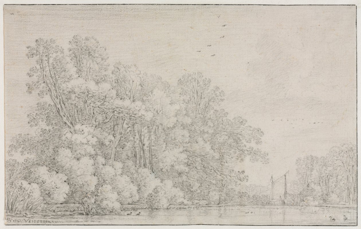 Flodlandskab, ca. 1650. af Simon de Vlieger