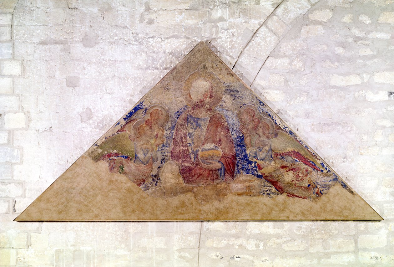 Tympanon afbilder Frelserens Velsignelse, 1341 (se også 195590) af Simone Martini