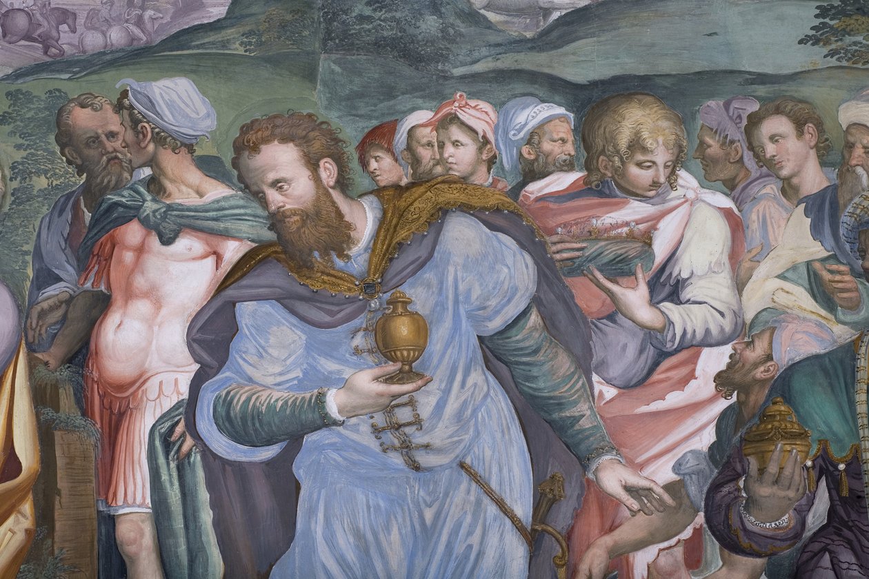 Magiernes tilbedelse, præstedømmet, 1578-82 af Simone Veneziano Peterzano
