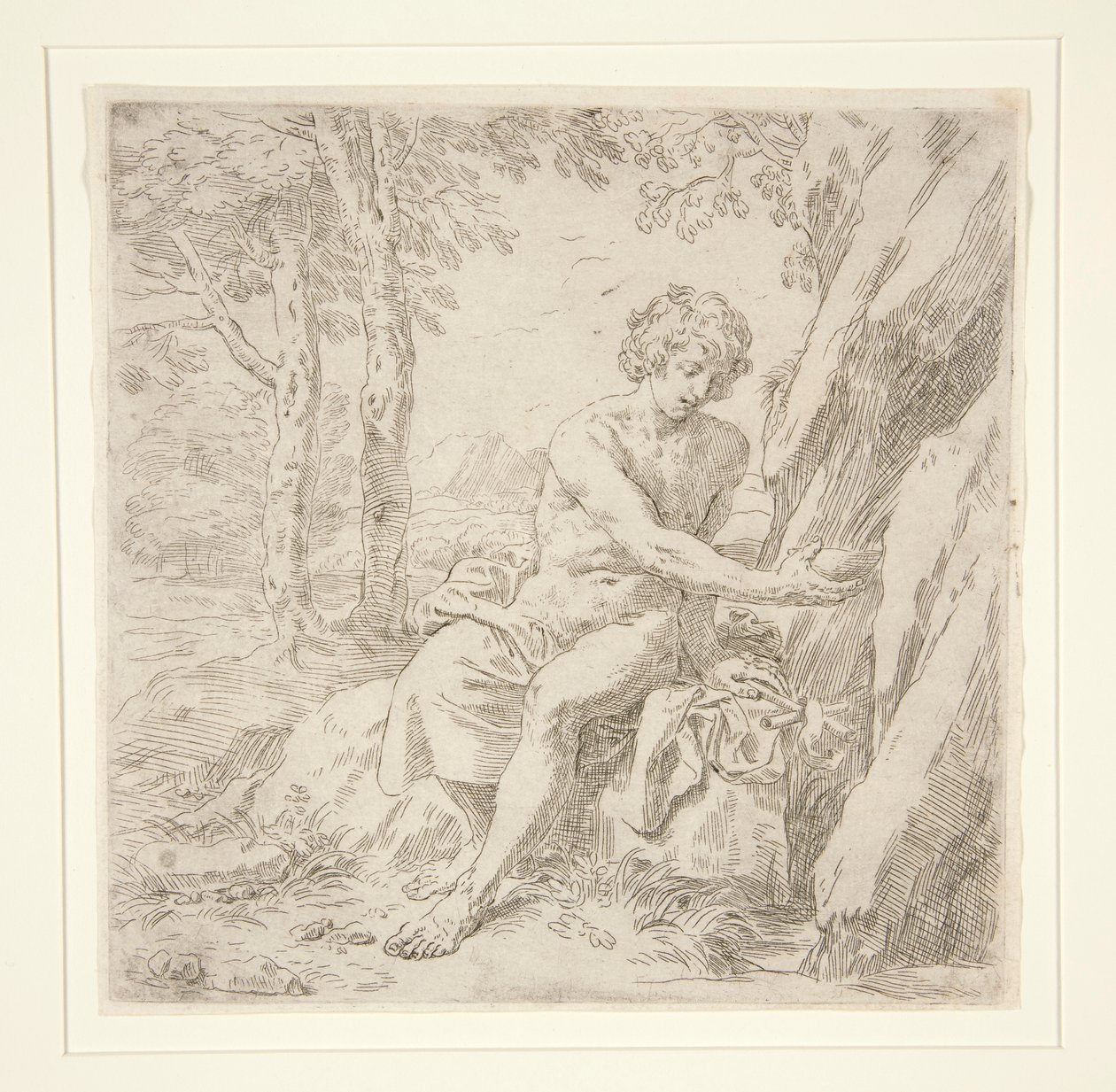 Johannes Døberen i ørkenen af Simone Cantarini