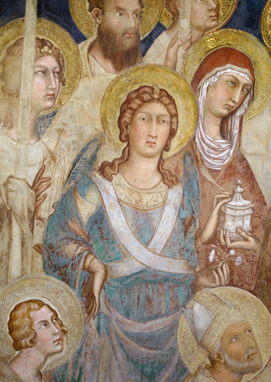 Maesta, detalje af St. Michael, 1315 fresco af Simone Martini