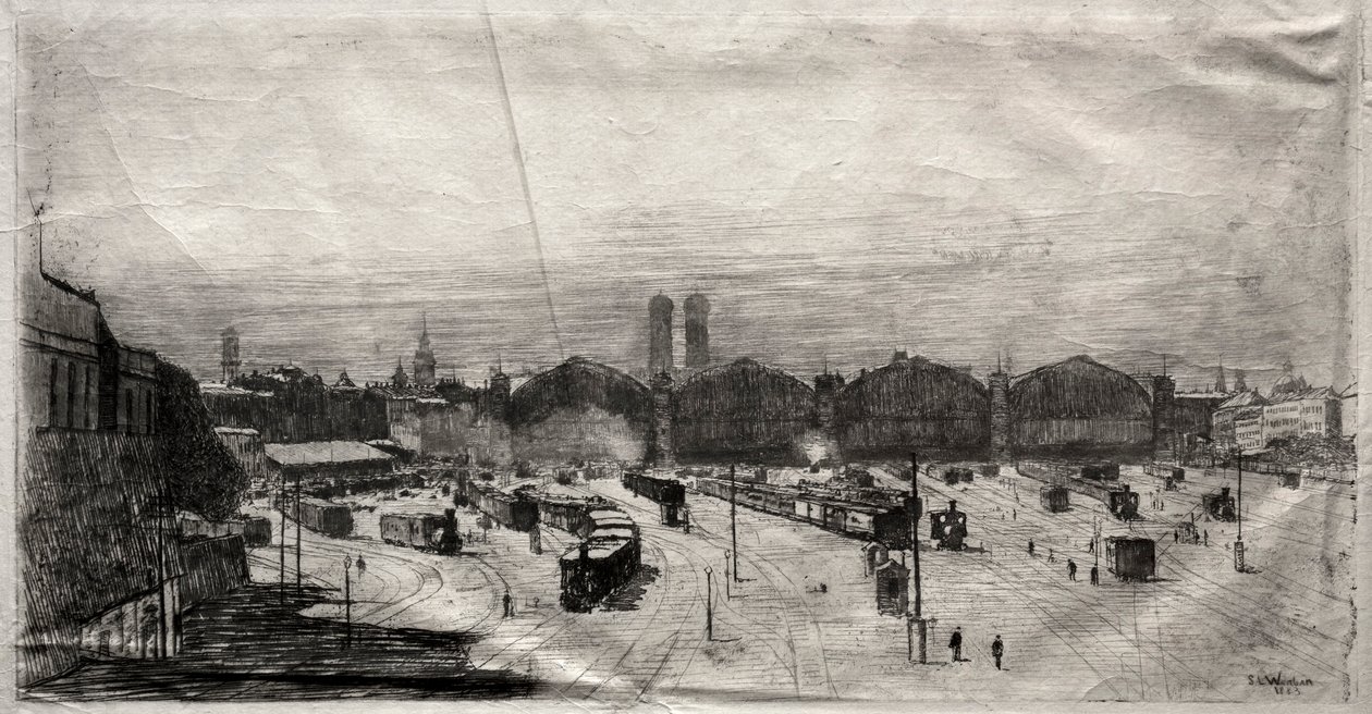 Jernbanestation, 1883. af Sion Longley Wenban