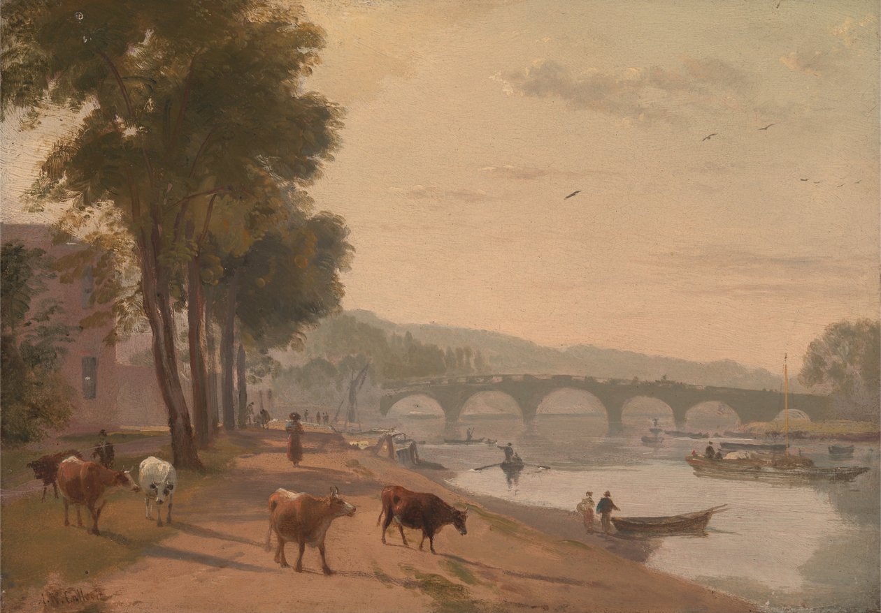 En udsigt over Richmond Bridge, på Themsen af Sir Augustus Wall Callcott