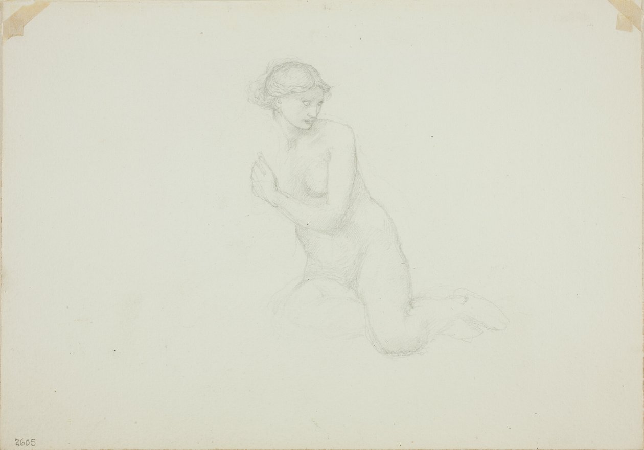 Siddende nøgen kvinde af Sir Edward Burne Jones