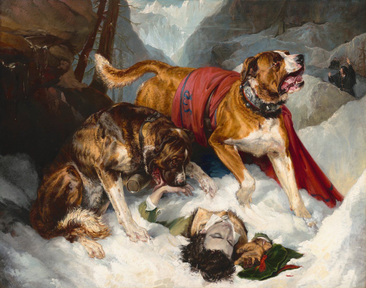 Alpine Mastiffs genopliver en nødstedt rejsende af Sir Edwin Landseer