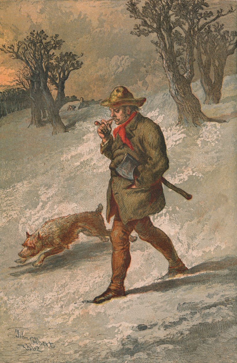 Skovmanden og hans hund, 1862. af Sir John Gilbert