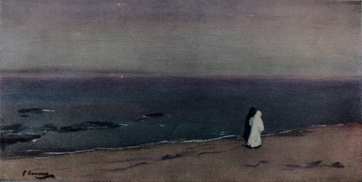 Stranden, måneskin, c1908 af Sir John Lavery
