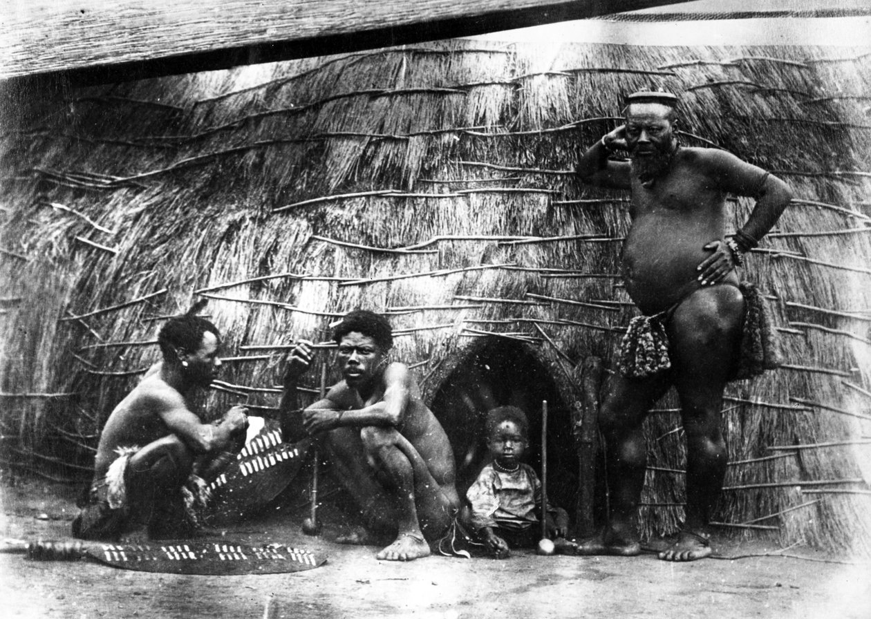 Indfødt Kraal i Zululand, ca. 1895 af South African Photographer