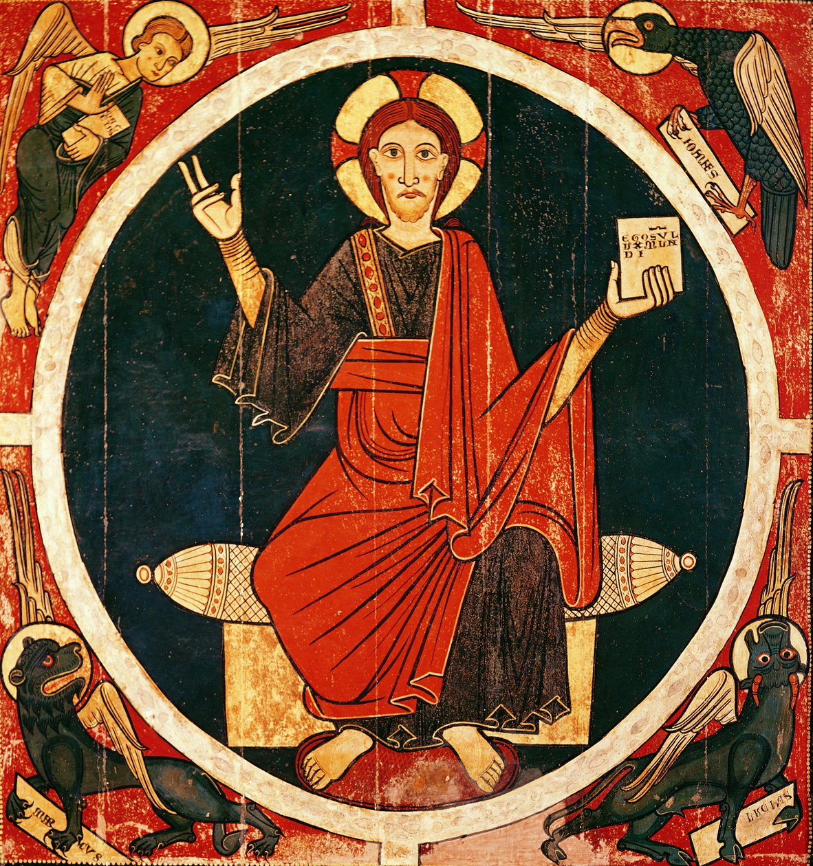 Kristus i majestæt (tempera på panel) af Spanish School