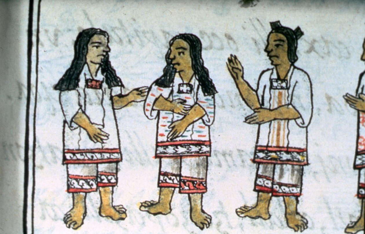Fru Palat. 218-220 Bog IX kvindelige aztekiske kostumer, fra 