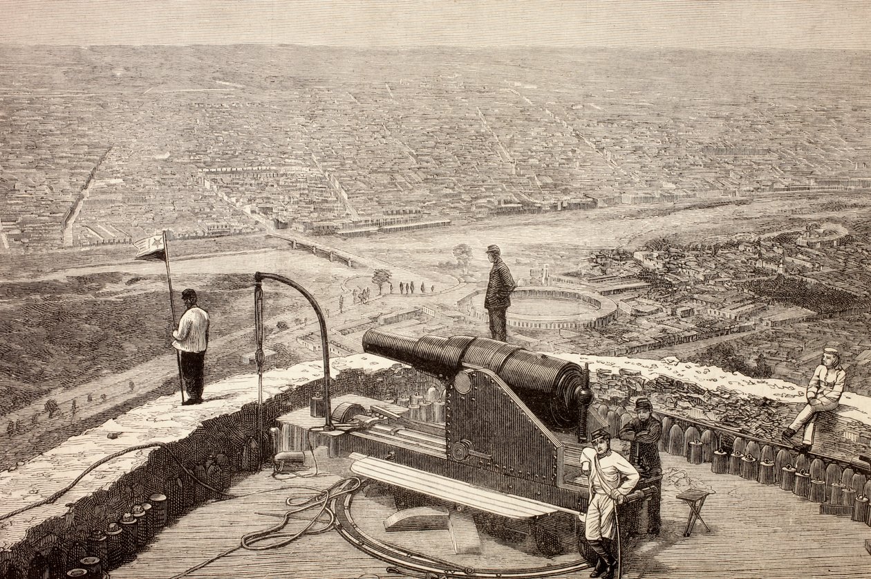 Overordnet billede af Lima, Peru, fra San Cristobal-fortet ca. 1880
