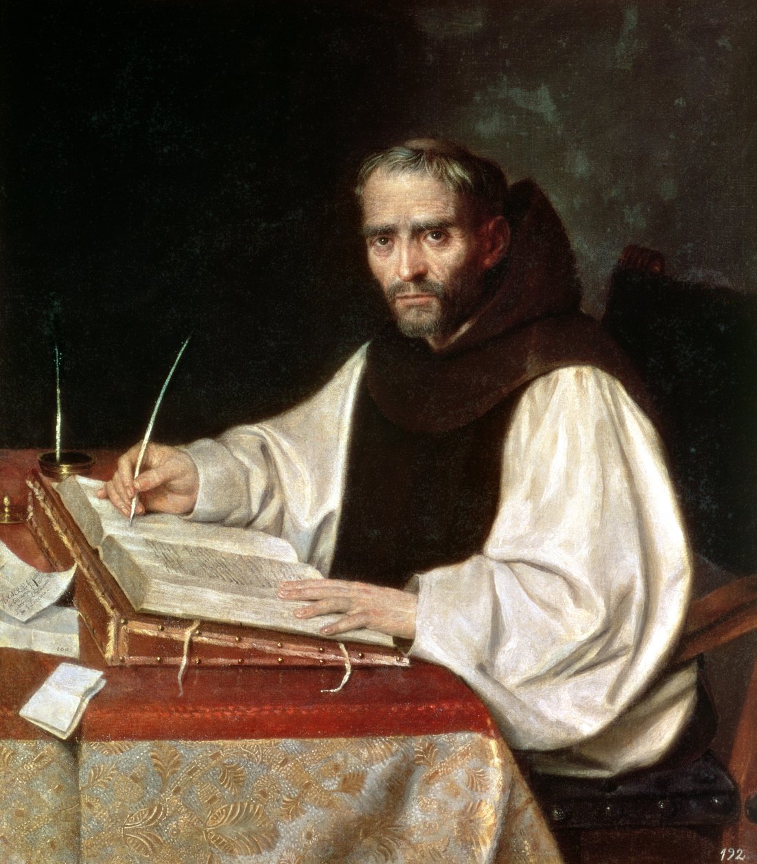 Portræt af Jose de Siguenza, prior og bibliotekar ved klostret San Lorenzo, 1602 af Spanish School