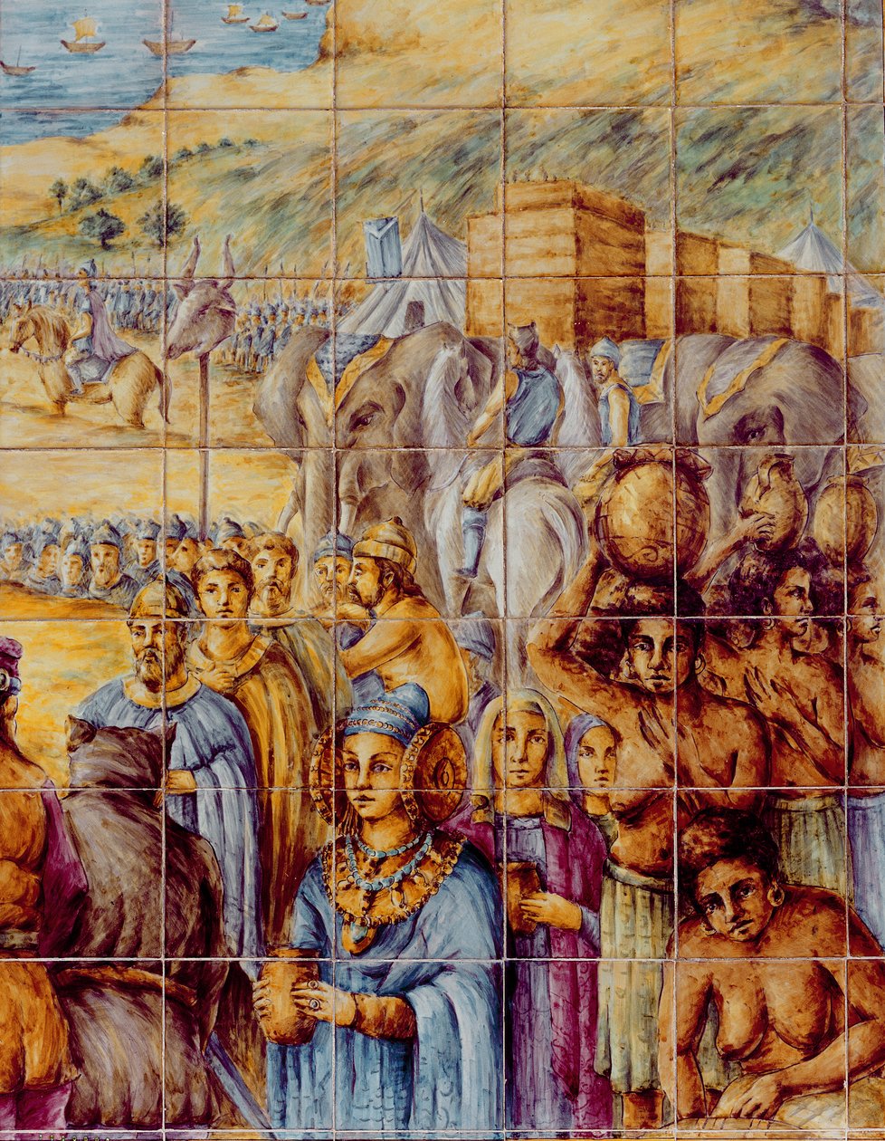 Lady of Elche i procession med elefanter efter af Spanish School