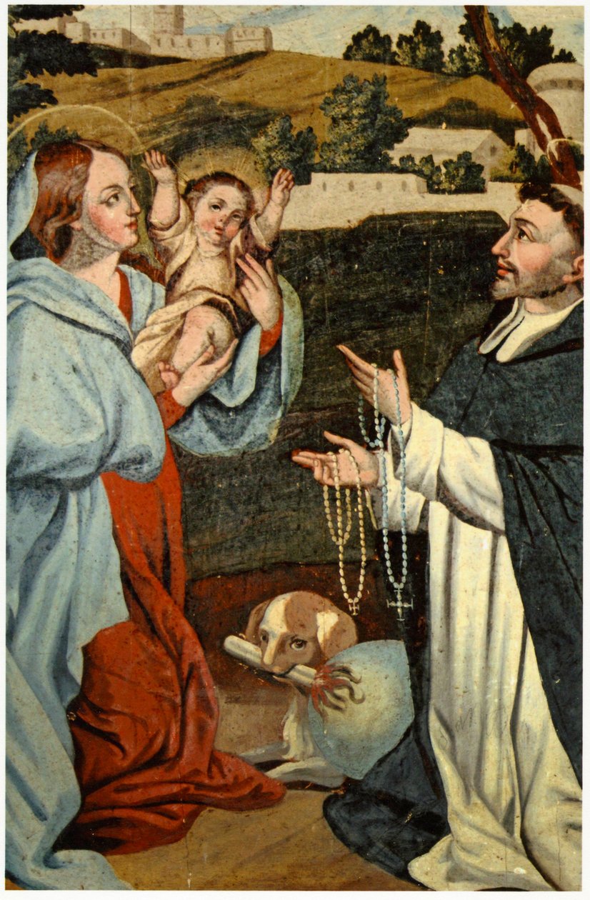 Jomfru Maria præsenterer Jesus for St. Dominic af Spanish School