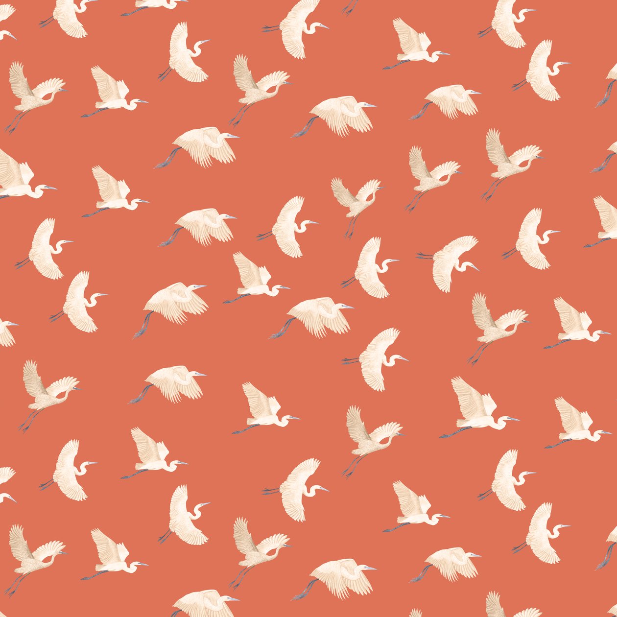 Egrets pattern II, 2022 (grafitblyant  digital) af Stacy Hsu