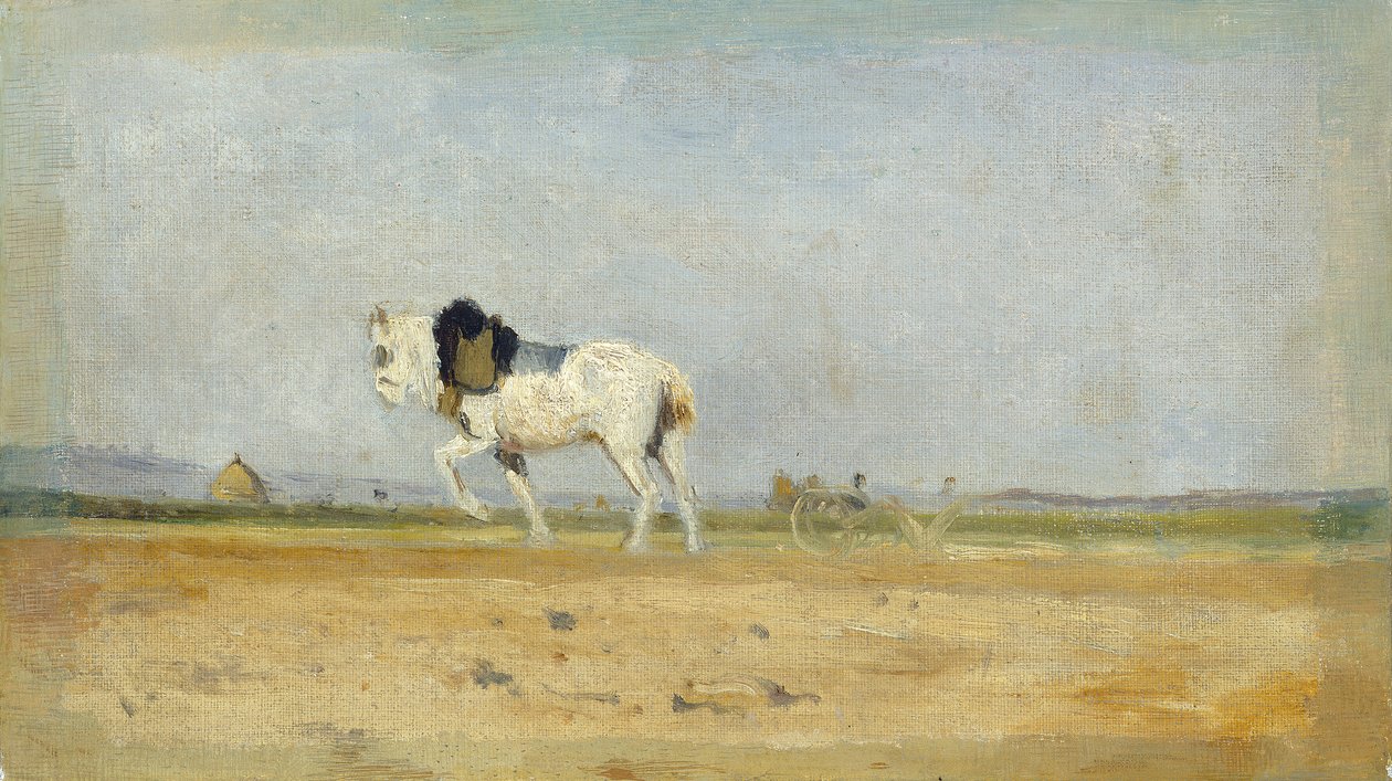 En plovhest på en mark af Stanislas Lepine