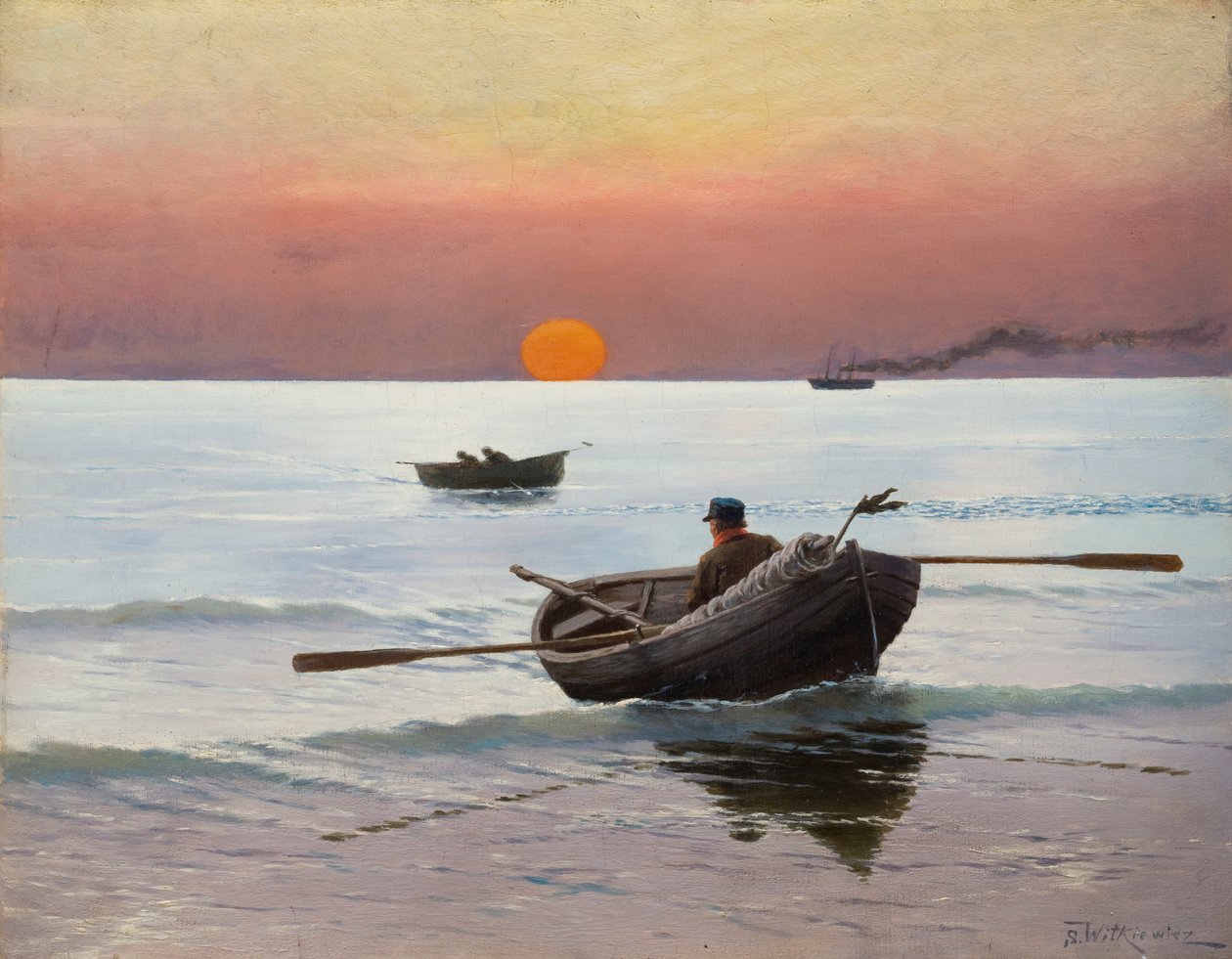 Auringonlasku merellä (öljy kankaalle) af Stanislaw Ignacy Witkiewicz