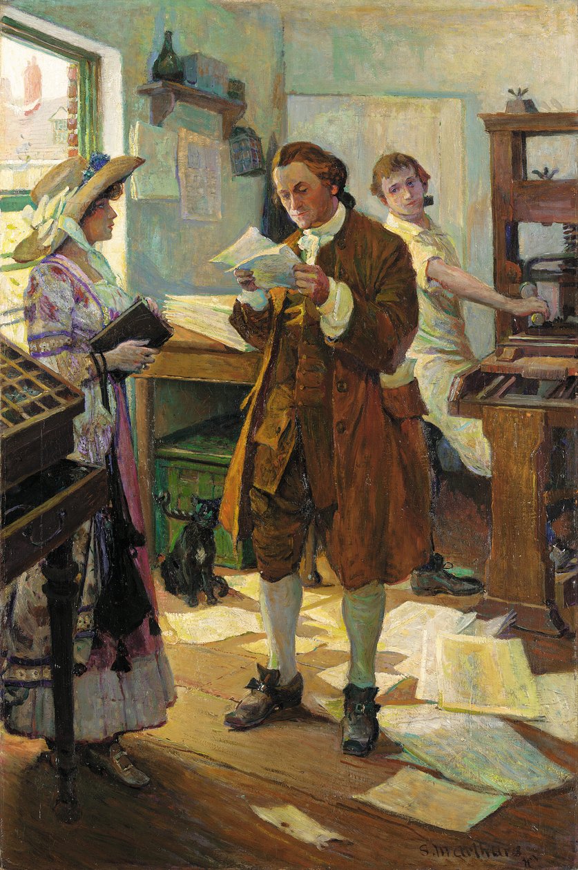 Franklin the Printer (olie på lærred) af Stanley Massey Arthurs
