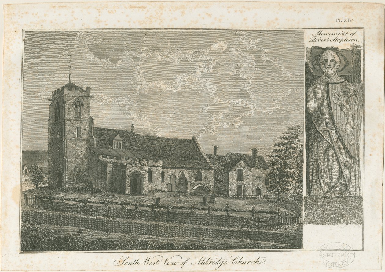 Aldridge Church: gravering, nd [1762-1802] af Stebbing Shaw