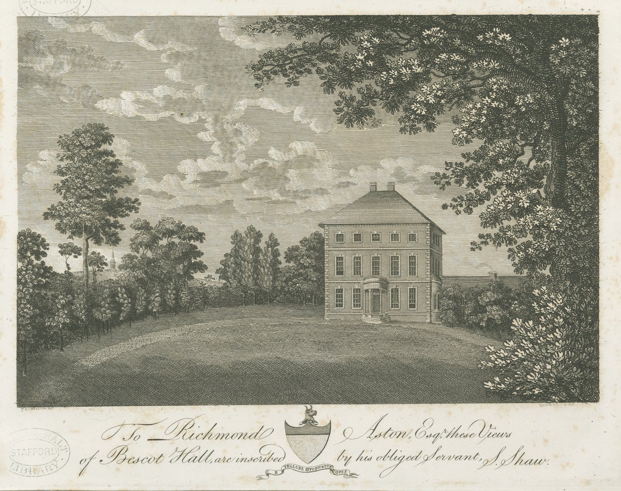 Bescot Hall: engraving, and [late 19th century] dani af Stebbing Shaw