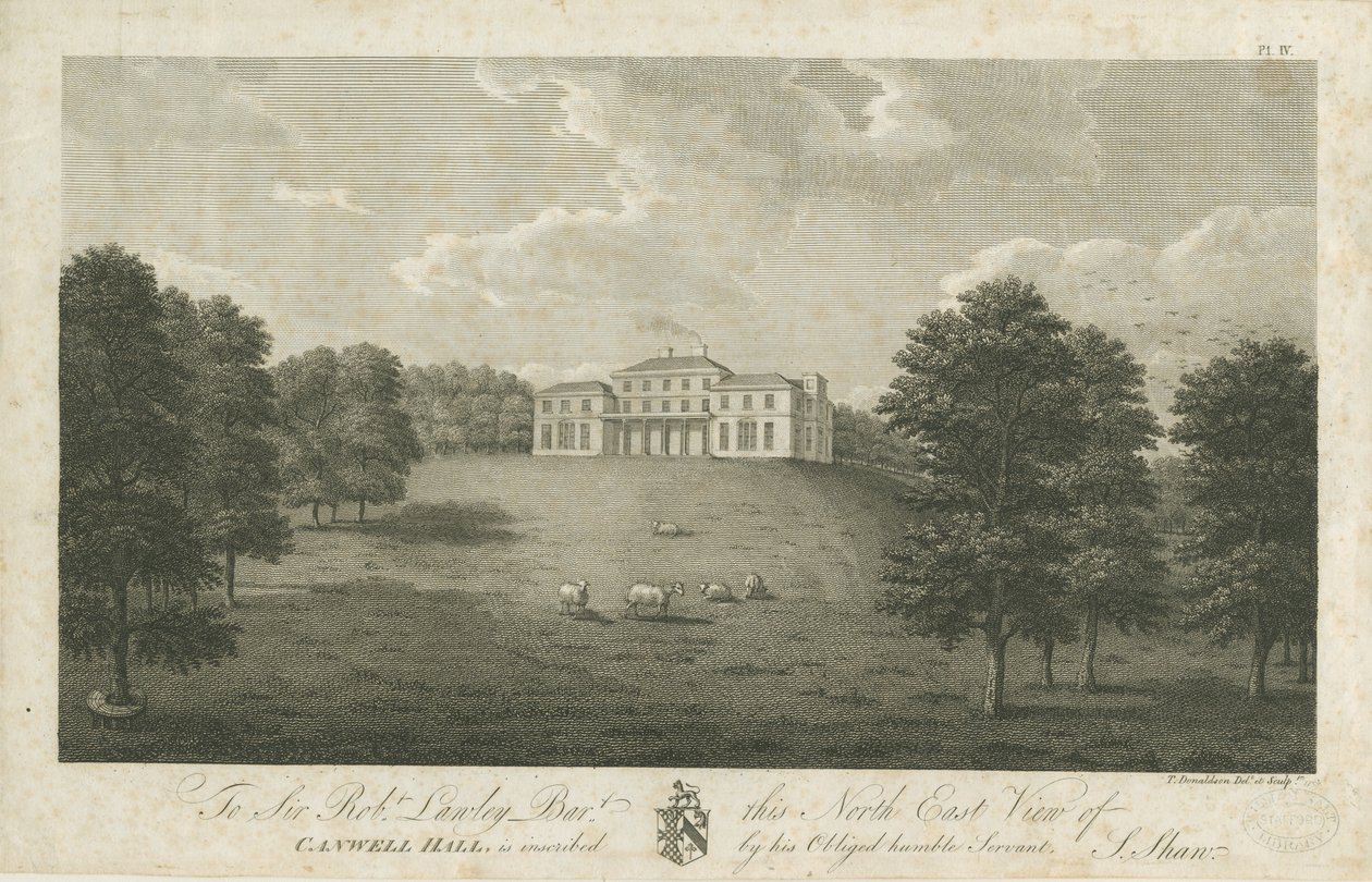 Canwell Hall: engraving, 1797dani af Stebbing Shaw