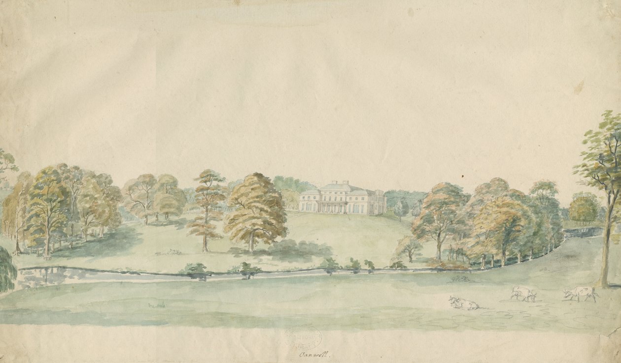 Canwell Hall: tonet blyantstegning, nd [1762-1802]] af Stebbing Shaw