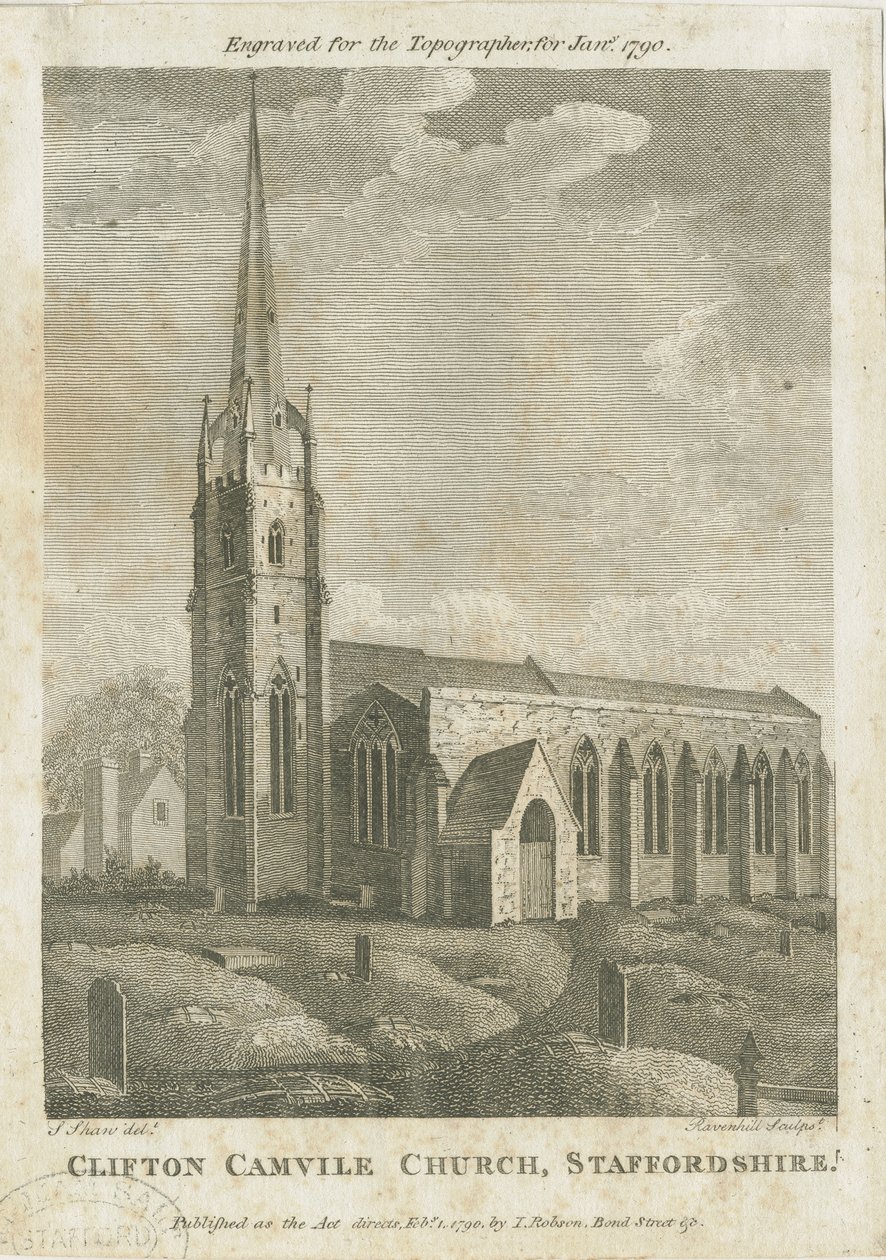 Clifton Campville Church: gravering, nd [1790] af Stebbing Shaw