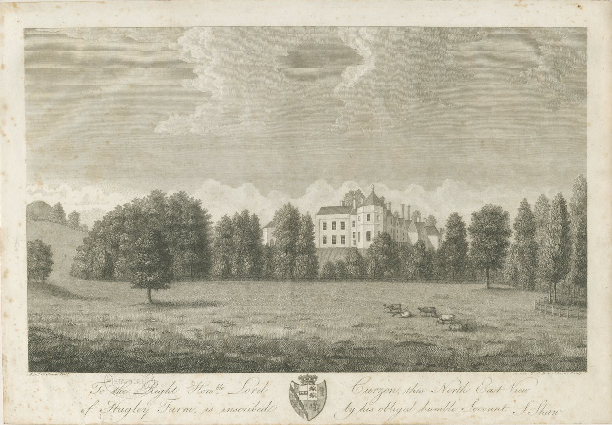 Hagley Hall: gravering af Stebbing Shaw